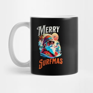 Merry Surfmas, Santa Waving, Christmas, Surf Gift, Santa Gift Mug